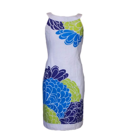 Jones Wear Dress White Floral Fitted Halter Dress